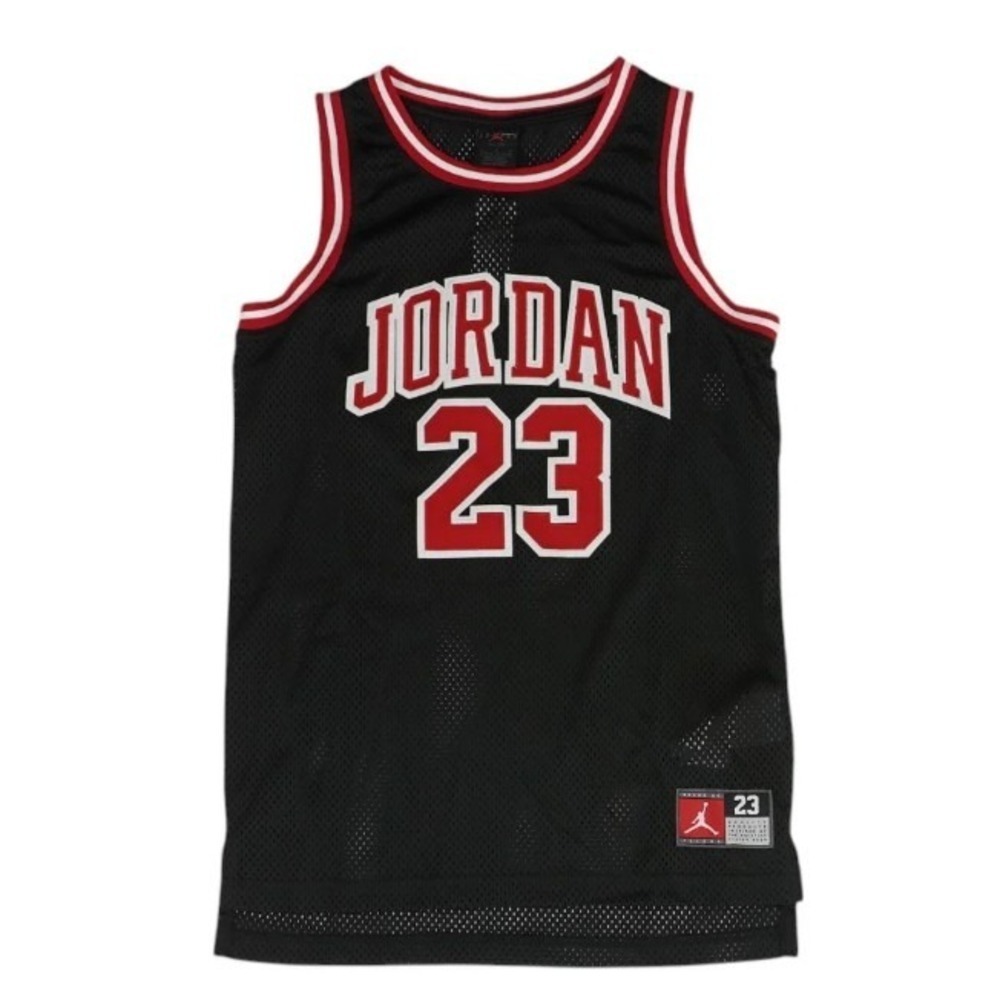 Nike Jordan Basketball Jersey Black‎ Red 23 Mesh Sleeveless Top Youth Large NWT